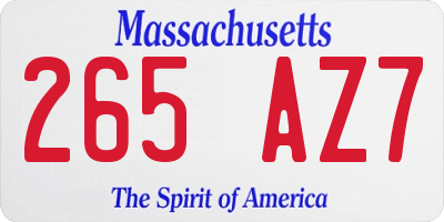MA license plate 265AZ7