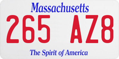 MA license plate 265AZ8