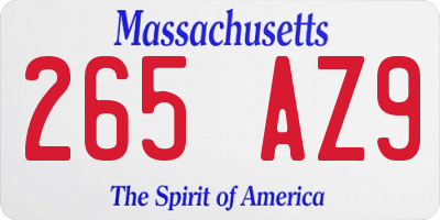 MA license plate 265AZ9