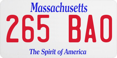 MA license plate 265BA0