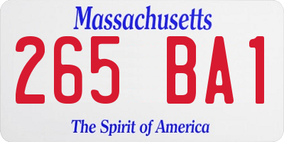 MA license plate 265BA1