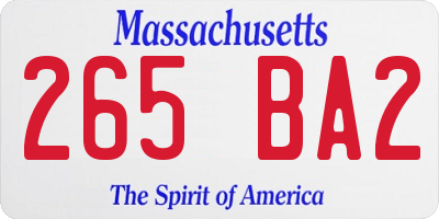 MA license plate 265BA2