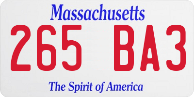 MA license plate 265BA3