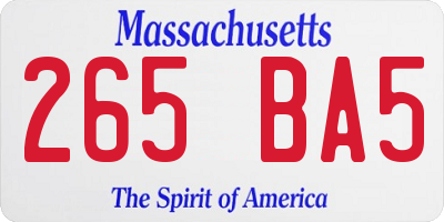 MA license plate 265BA5