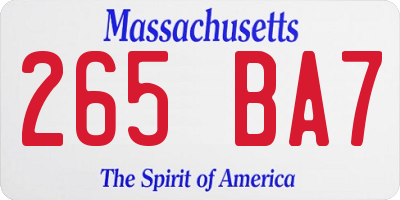 MA license plate 265BA7