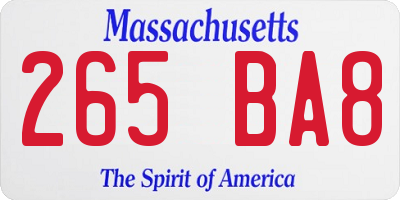 MA license plate 265BA8