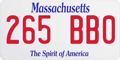 MA license plate 265BB0
