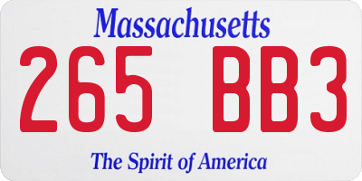 MA license plate 265BB3