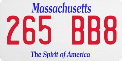 MA license plate 265BB8