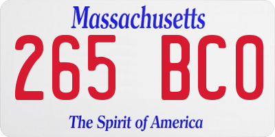 MA license plate 265BC0