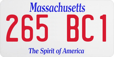MA license plate 265BC1