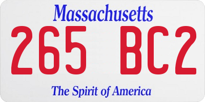 MA license plate 265BC2