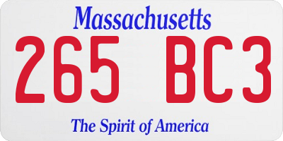 MA license plate 265BC3