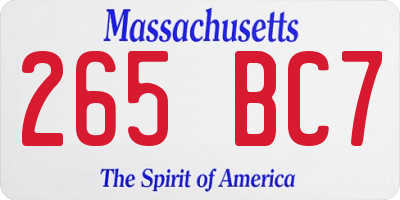 MA license plate 265BC7
