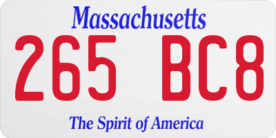 MA license plate 265BC8