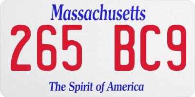 MA license plate 265BC9