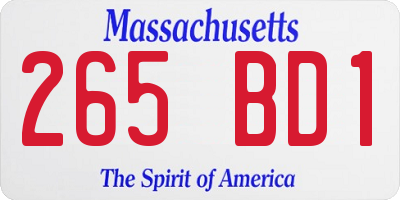 MA license plate 265BD1