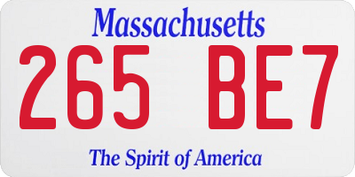 MA license plate 265BE7