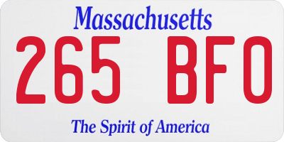 MA license plate 265BF0