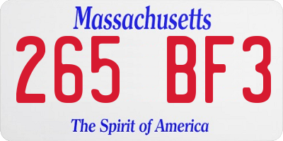 MA license plate 265BF3
