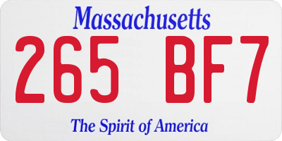 MA license plate 265BF7