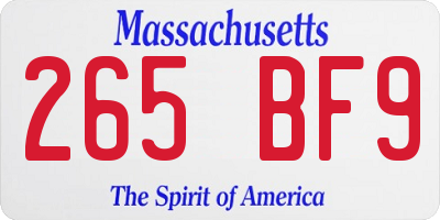 MA license plate 265BF9