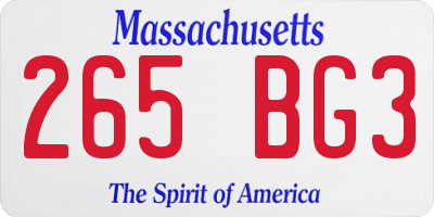 MA license plate 265BG3