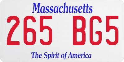 MA license plate 265BG5