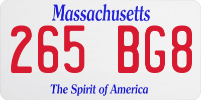 MA license plate 265BG8