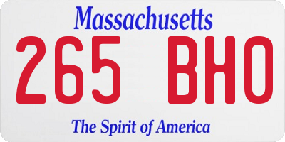 MA license plate 265BH0
