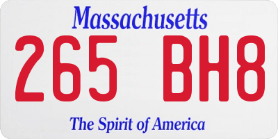 MA license plate 265BH8