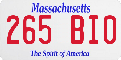 MA license plate 265BI0