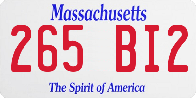 MA license plate 265BI2
