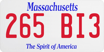 MA license plate 265BI3