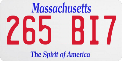 MA license plate 265BI7