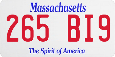 MA license plate 265BI9