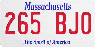 MA license plate 265BJ0