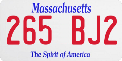 MA license plate 265BJ2