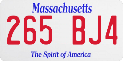 MA license plate 265BJ4
