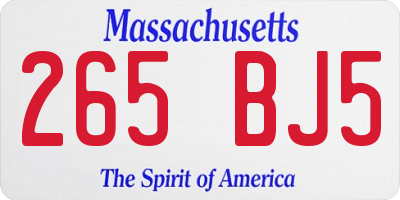 MA license plate 265BJ5