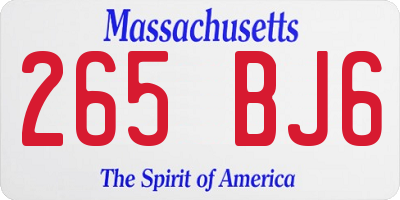 MA license plate 265BJ6