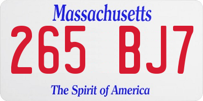 MA license plate 265BJ7