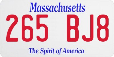 MA license plate 265BJ8