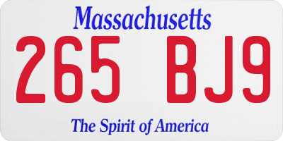 MA license plate 265BJ9