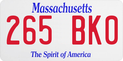 MA license plate 265BK0