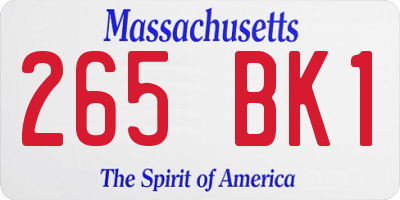 MA license plate 265BK1
