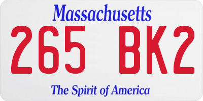 MA license plate 265BK2