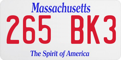MA license plate 265BK3