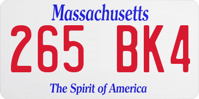 MA license plate 265BK4
