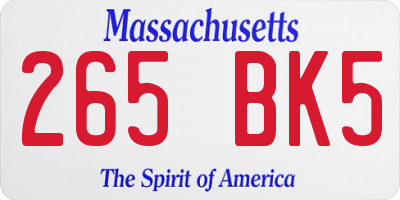 MA license plate 265BK5
